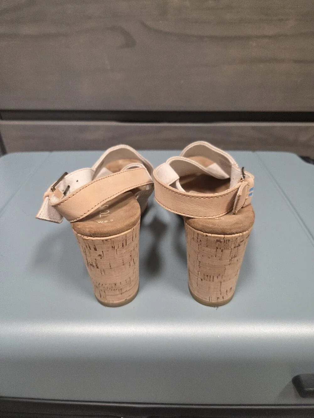 Toms Cream Cross-Strap Cork Platform Sandals
